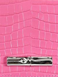 XS Roseau Croc-Embossed Leather Clutch
