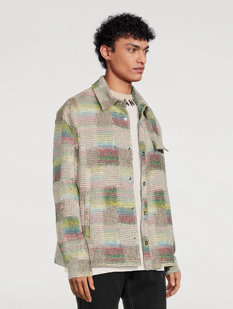 Jacquard Overshirt With Curved Logo