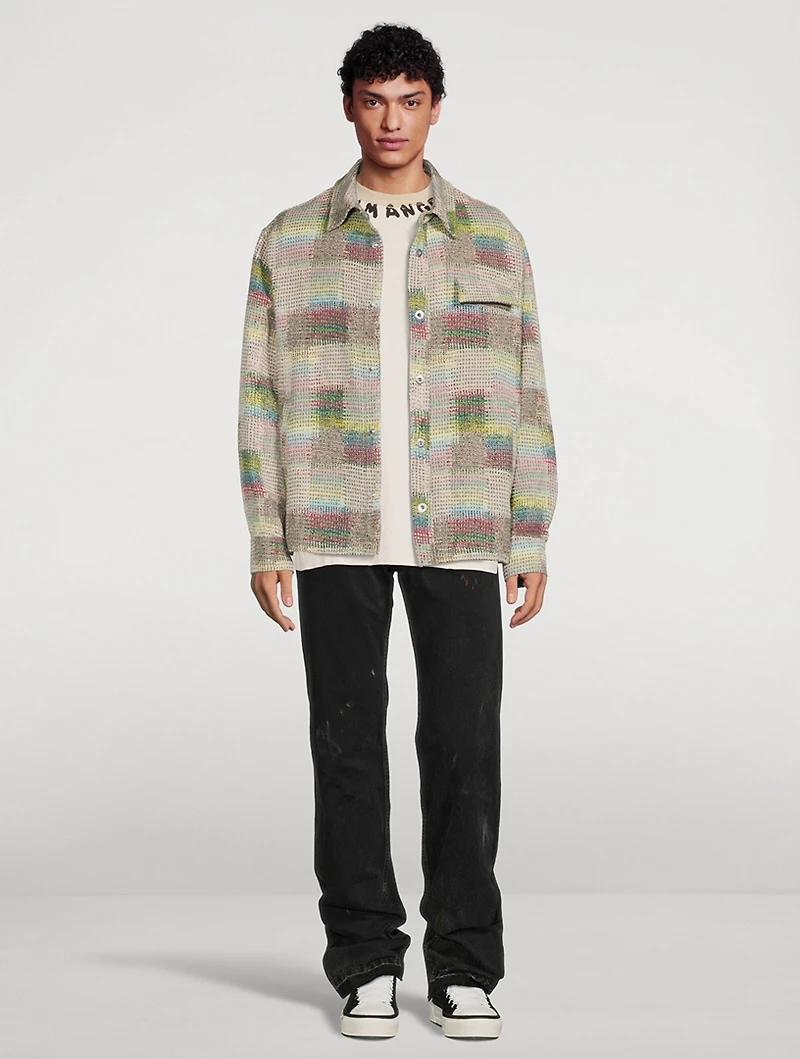 Jacquard Overshirt With Curved Logo