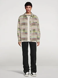Jacquard Overshirt With Curved Logo