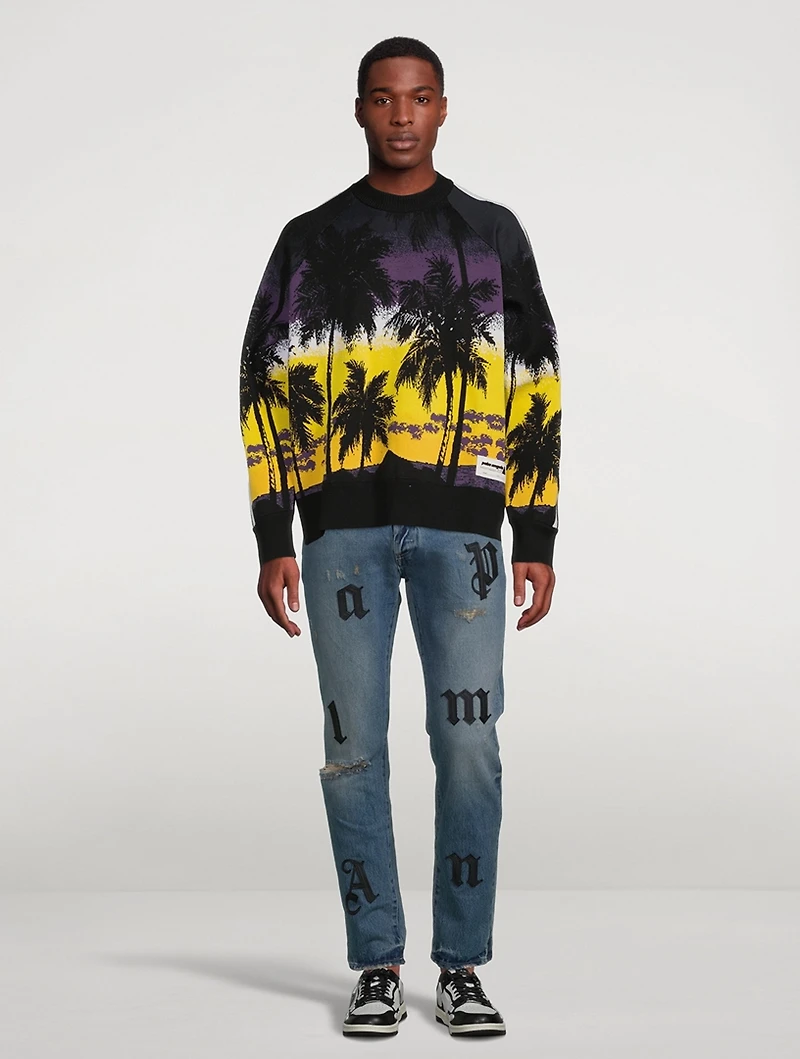 Palm Sunset Wool Jacquard Sweater