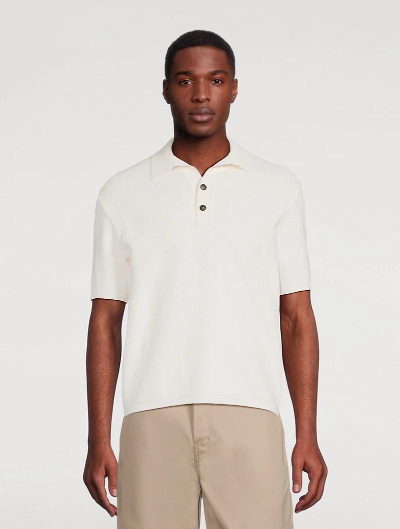 Nylon-Blend Knit Polo Shirt