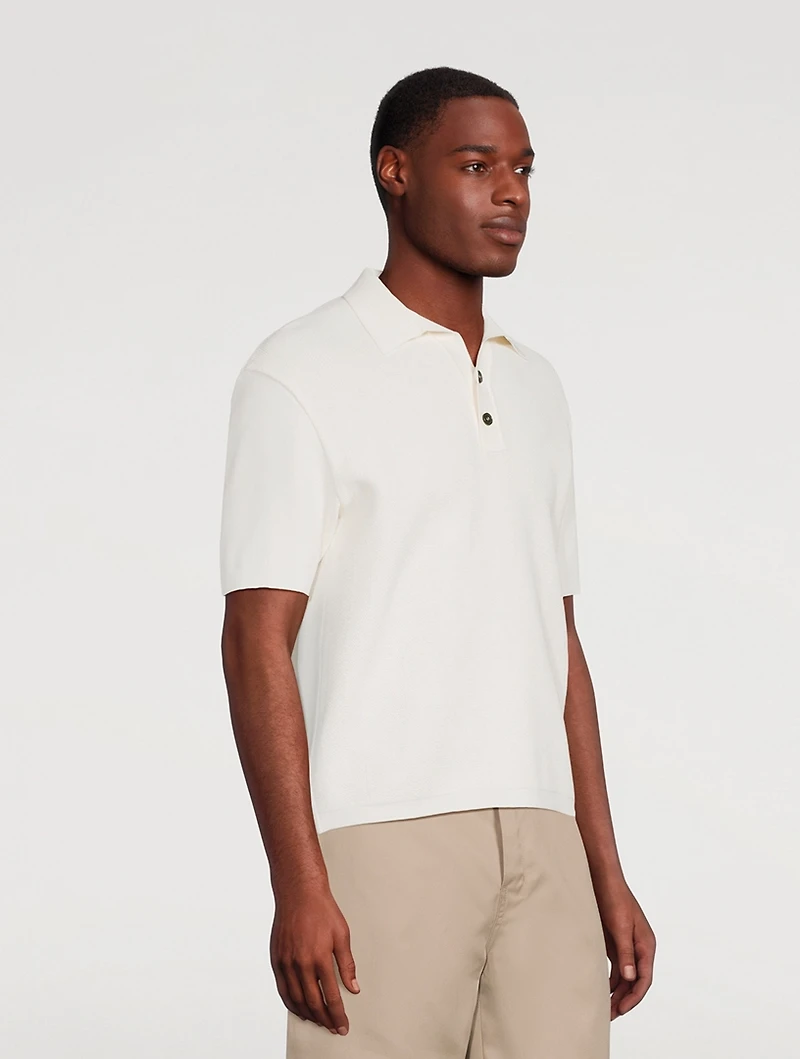 Nylon-Blend Knit Polo Shirt