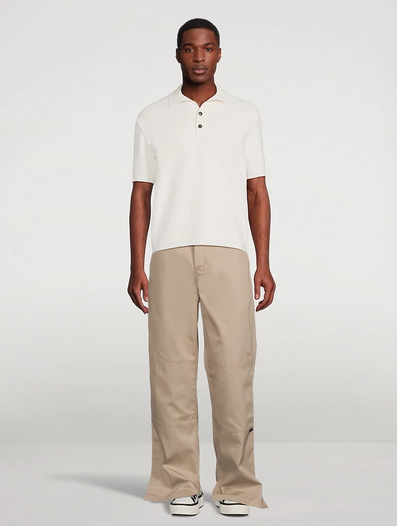 Nylon-Blend Knit Polo Shirt