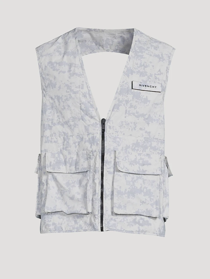 Nylon Cargo Vest Camo Print