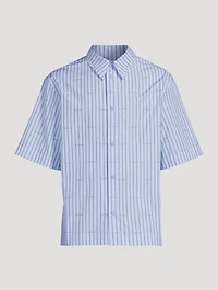 Poplin Short-Sleeve Shirt Striped Print