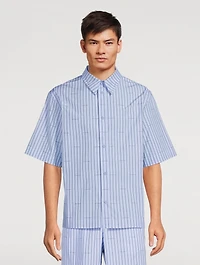 Poplin Short-Sleeve Shirt Striped Print
