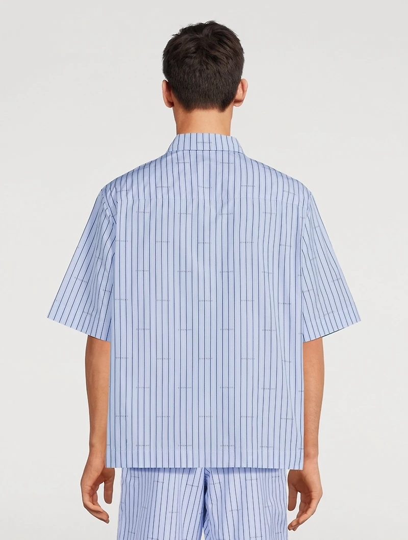Poplin Short-Sleeve Shirt Striped Print