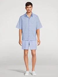 Poplin Short-Sleeve Shirt Striped Print