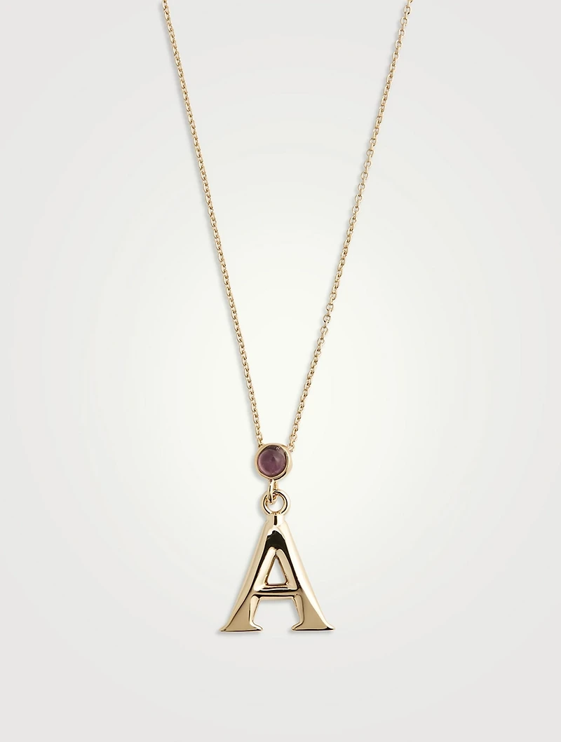 Alphabet A Necklace With Amethyst