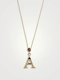 Alphabet A Necklace With Amethyst