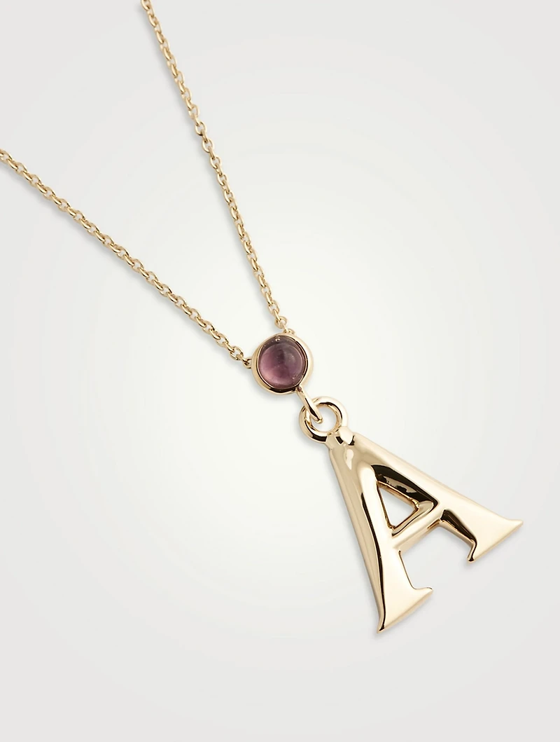 Alphabet A Necklace With Amethyst