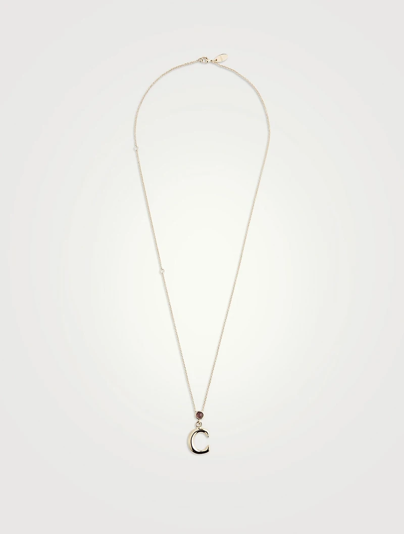 Alphabet C Necklace With Amethyst