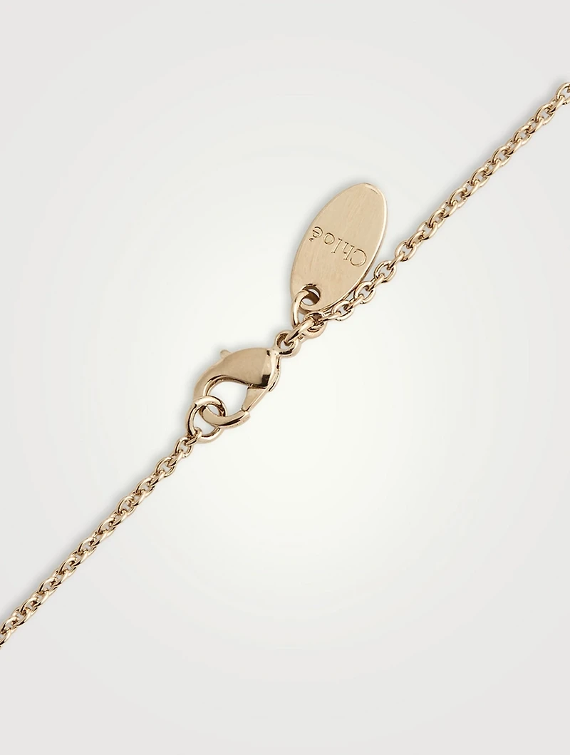 Alphabet E Necklace With Rose Quartz