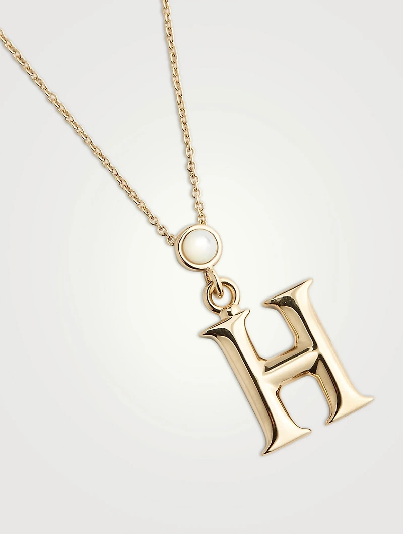 Alphabet H Necklace With Mother-Of-Pearl