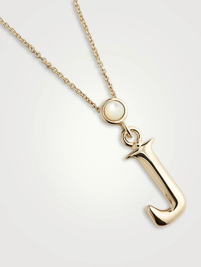 Alphabet J Necklace With Mother-Of-Pearl
