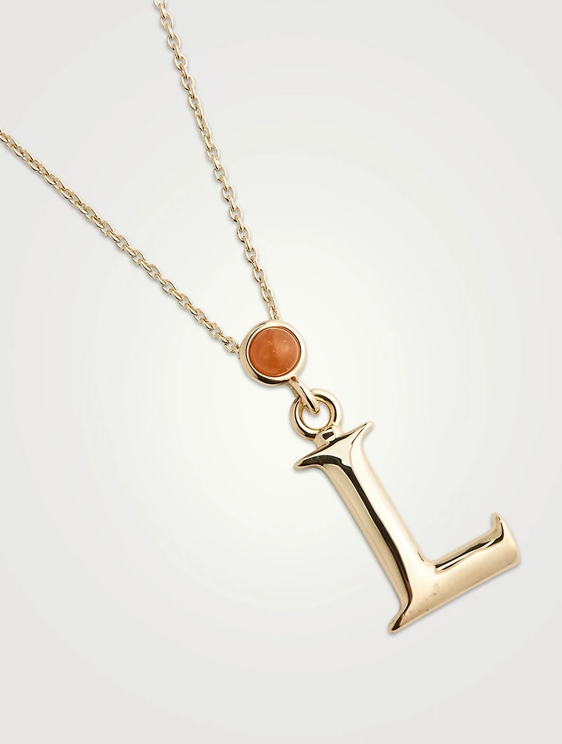 Alphabet L Necklace With Aventurine