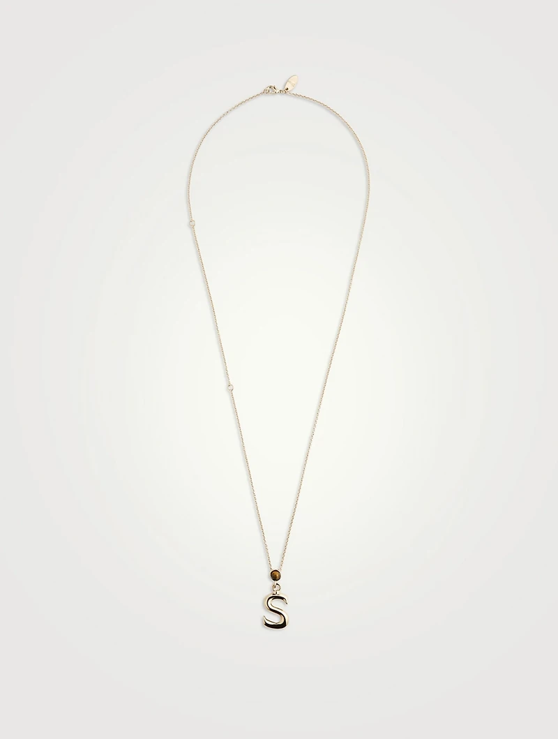 Alphabet S Necklace With Tiger's Eye