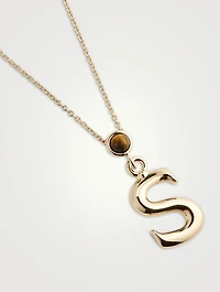 Alphabet S Necklace With Tiger's Eye