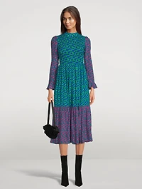 Jules Smocked Midi Dress Ripple Print