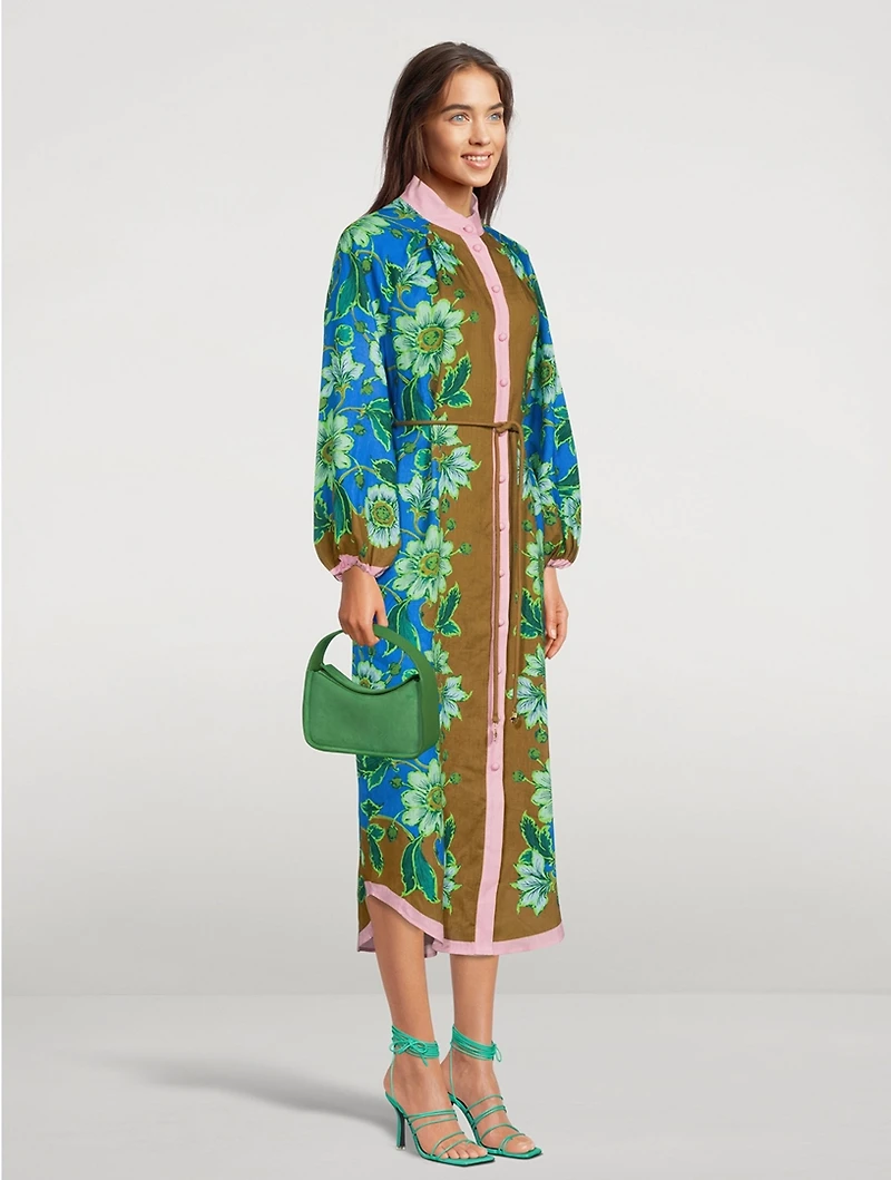 Winnie Linen Shirt Dress Floral Print