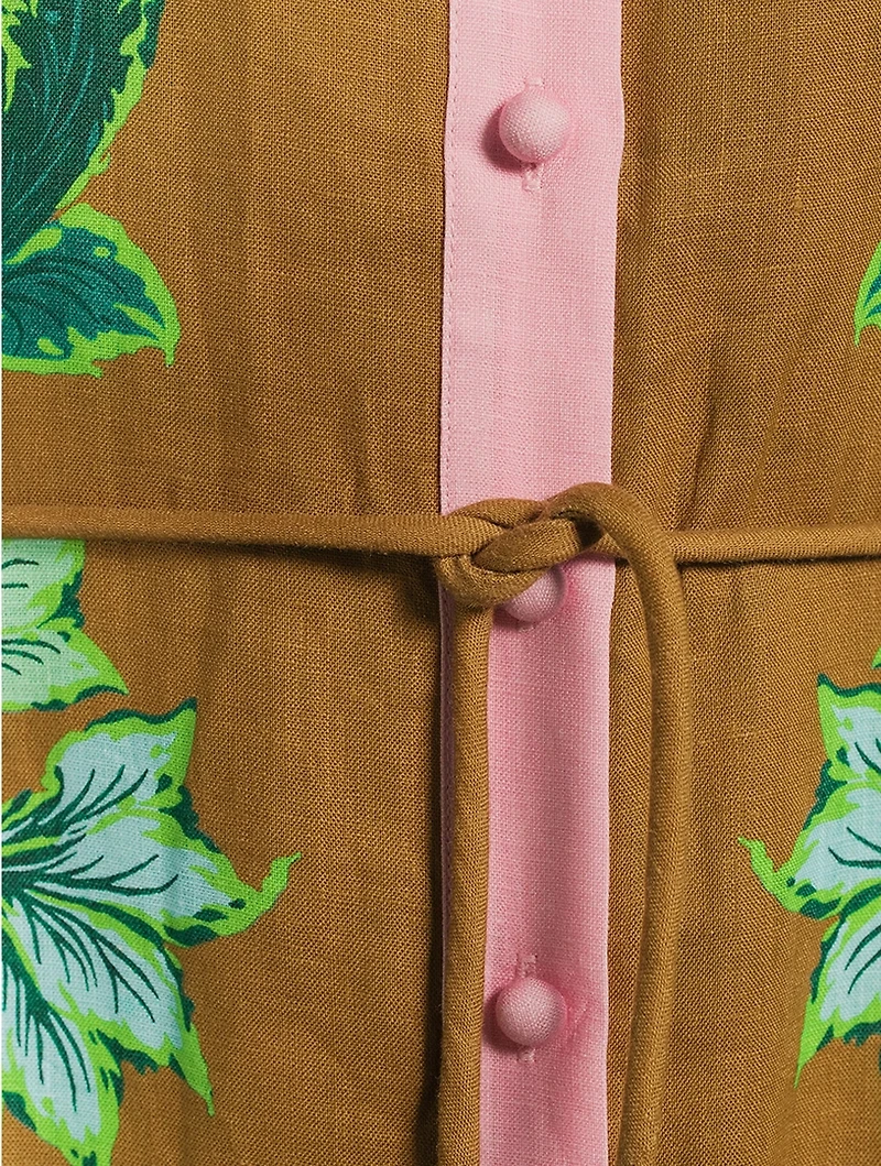 Winnie Linen Shirt Dress Floral Print