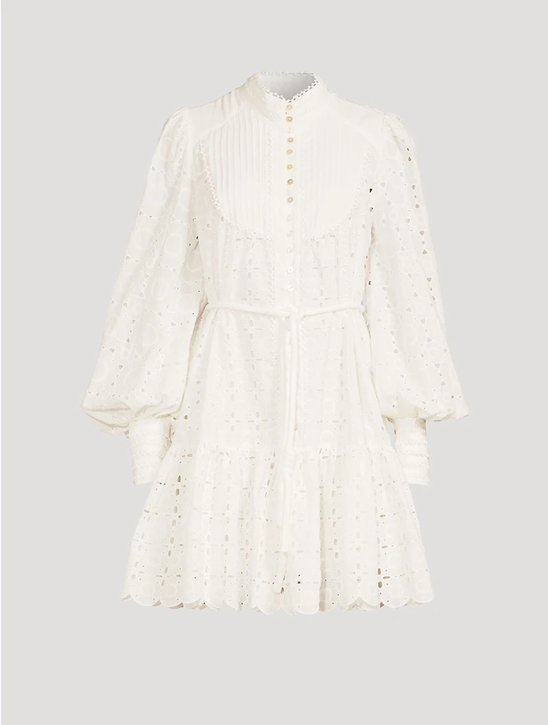 Evie Embroidered Broderie Mini Dress