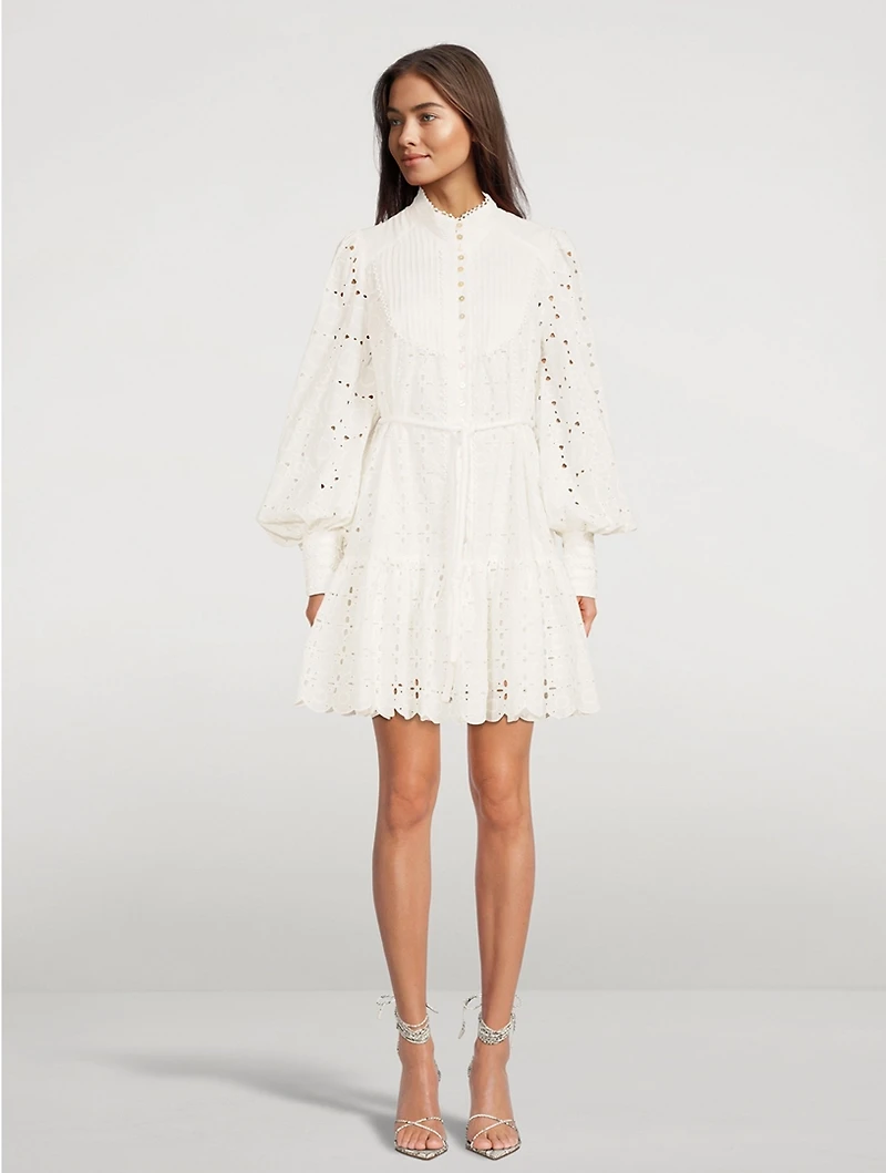 Evie Embroidered Broderie Mini Dress