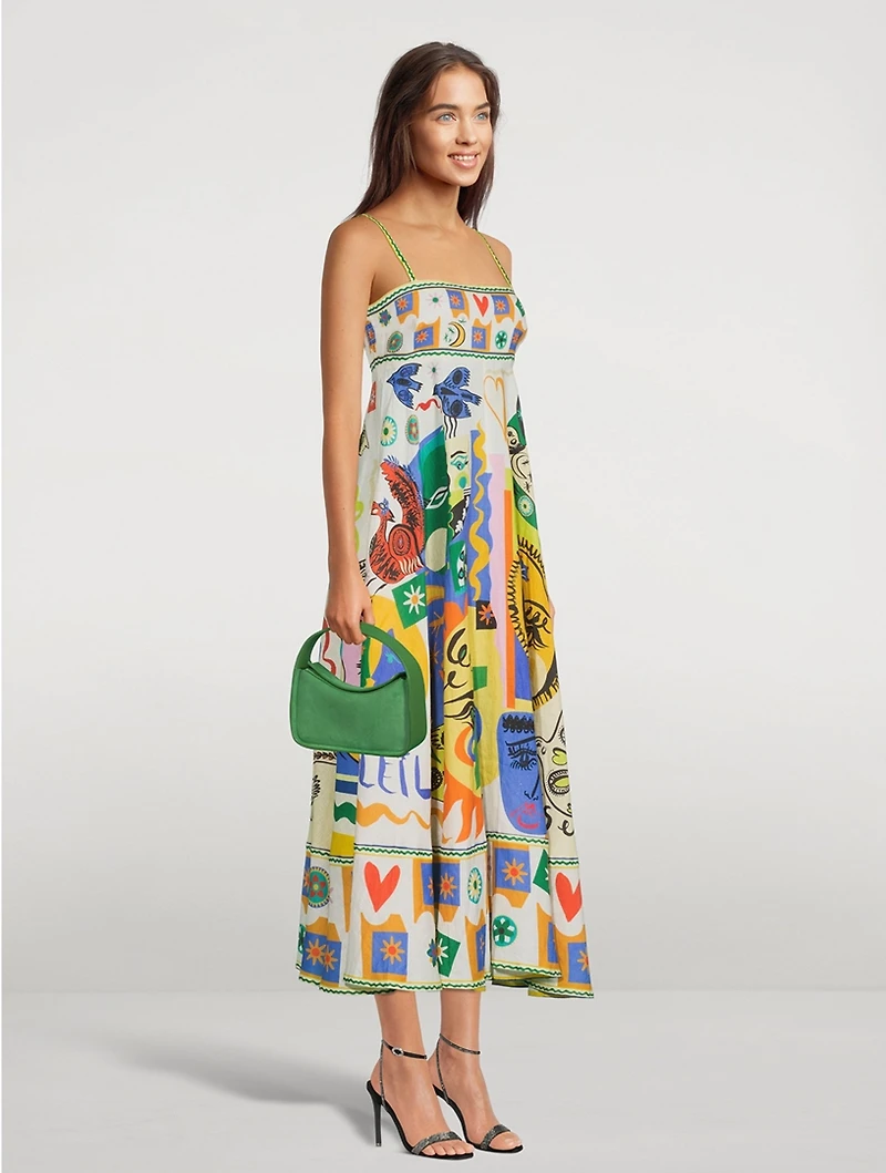 Soleil Printed Linen Midi Dress