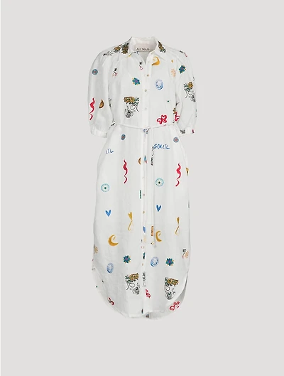 Soleil Embroidered Shirt Dress