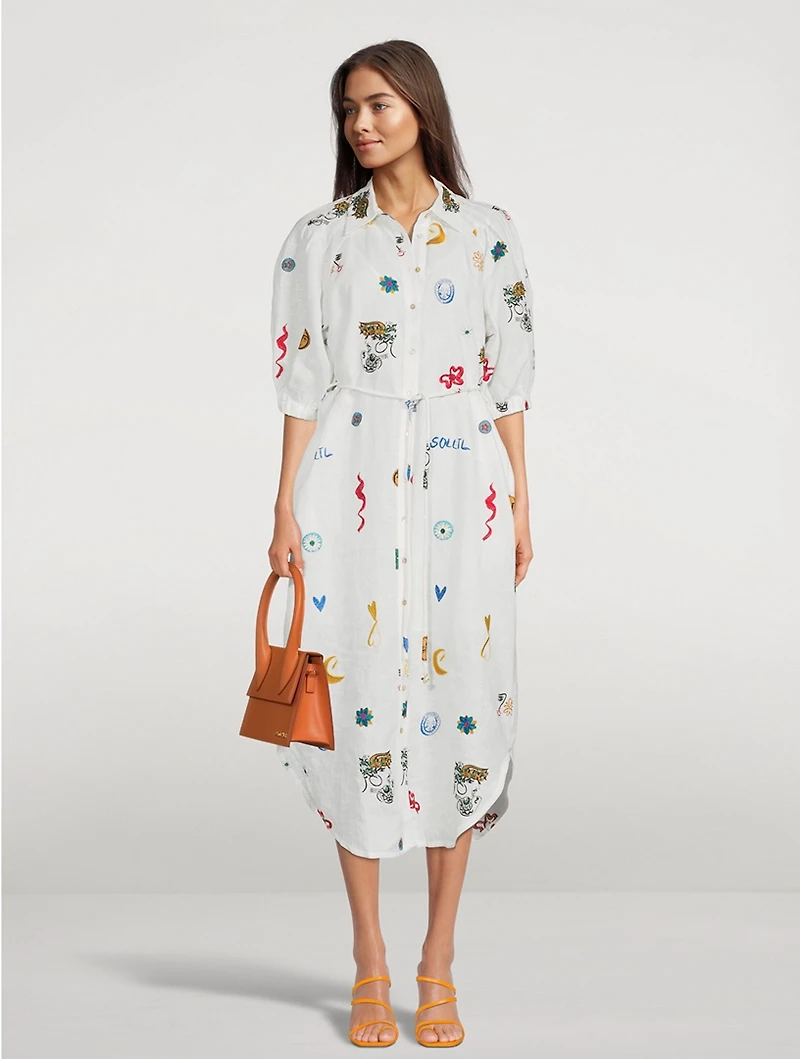 Soleil Embroidered Shirt Dress