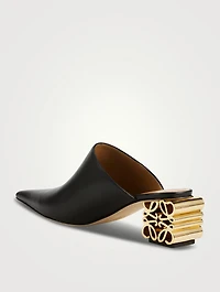 Anagram-Heel Leather Mules