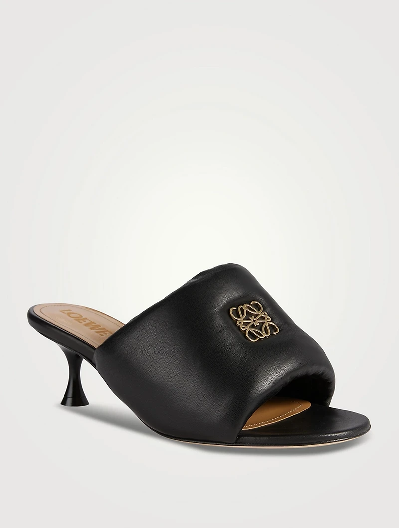 Anagram Padded Leather Mules