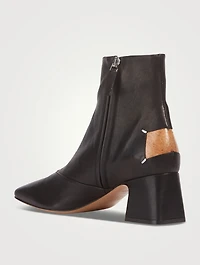 Square-Toe Leather Ankle Boots