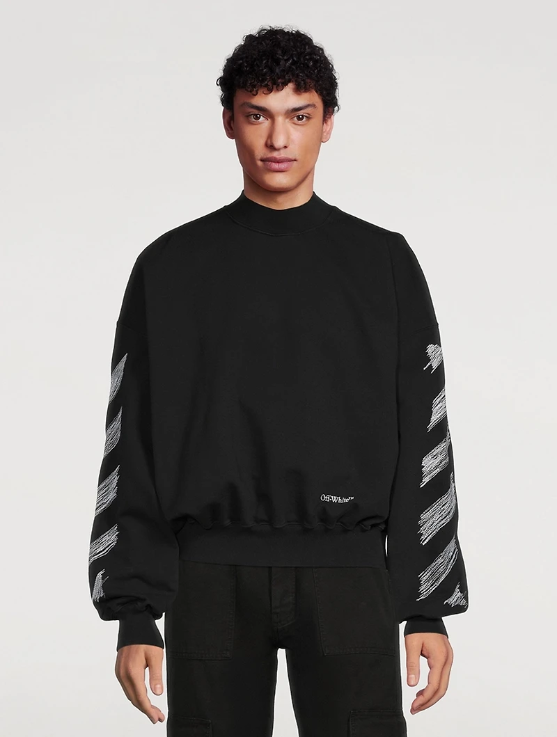 Scribble Diag Crewneck Boxy Sweatshirt