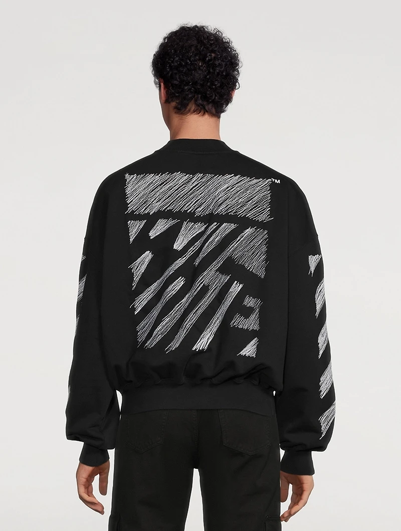 Scribble Diag Crewneck Boxy Sweatshirt