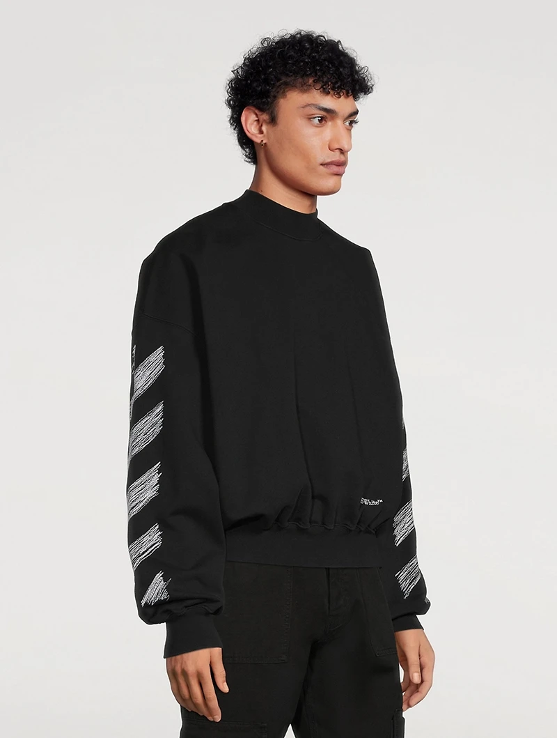 Scribble Diag Crewneck Boxy Sweatshirt