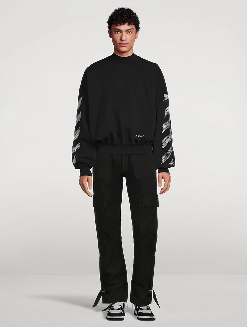Scribble Diag Crewneck Boxy Sweatshirt