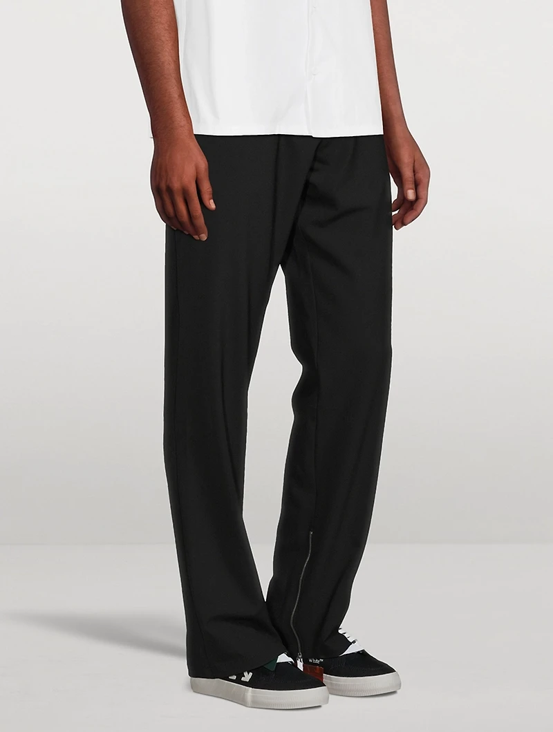 Wool-Blend Straight-Leg Pants