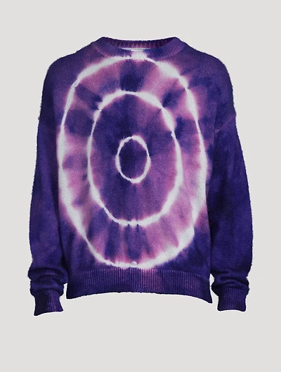 Mohair-Blend Crewneck Sweater Tie Dye Print