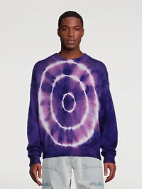 Mohair-Blend Crewneck Sweater Tie Dye Print