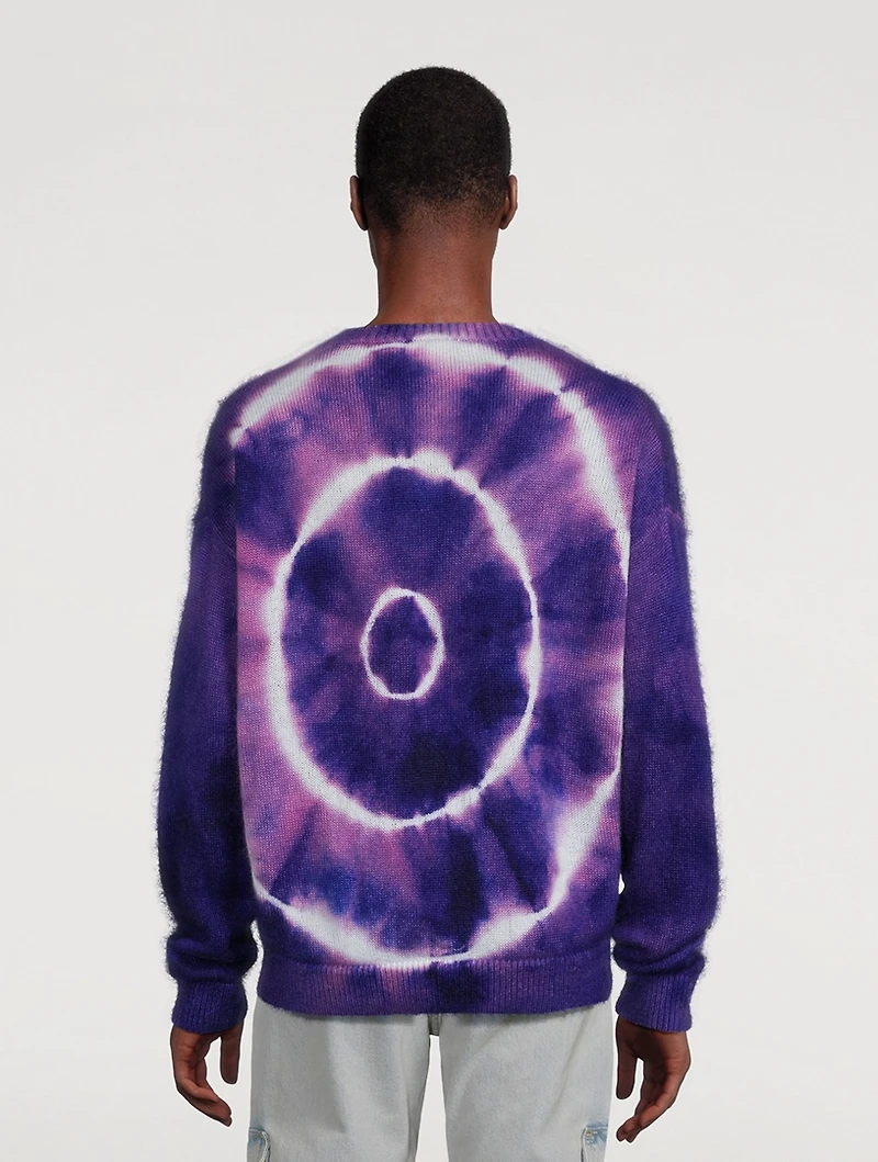 Mohair-Blend Crewneck Sweater Tie Dye Print