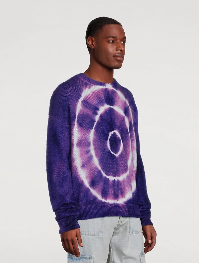 Mohair-Blend Crewneck Sweater Tie Dye Print