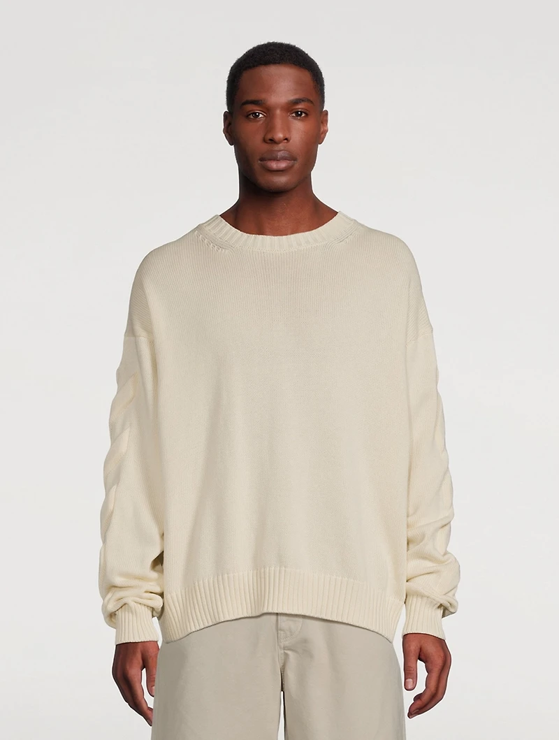 3D Diag Knit Crewneck Sweater