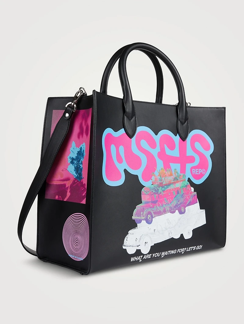 Faux Leather Large Tote Bag