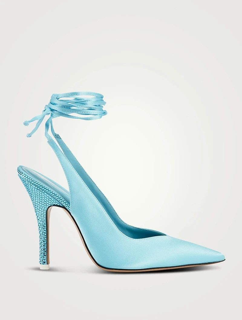 Venus Embellished Slingback Pumps With Ankle Ties