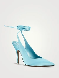 Venus Embellished Slingback Pumps With Ankle Ties