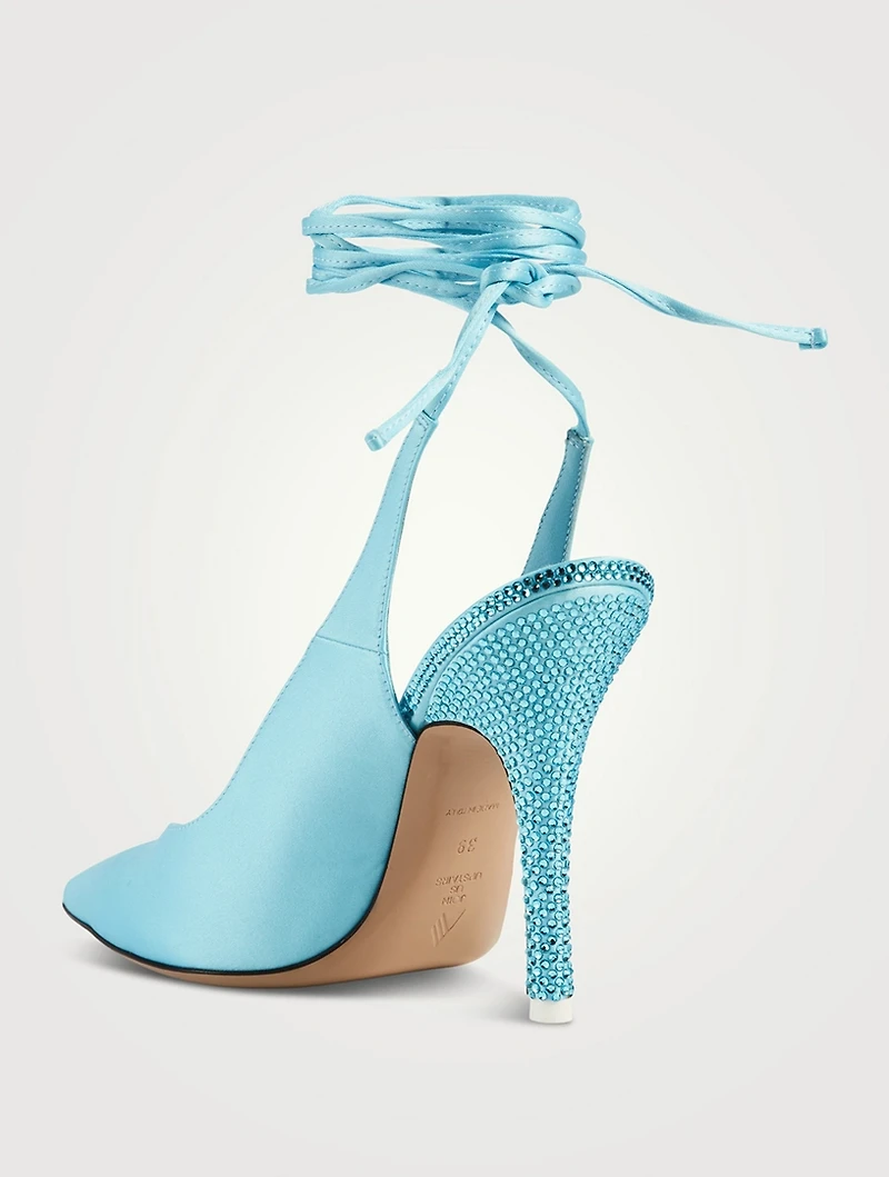 Venus Embellished Slingback Pumps With Ankle Ties