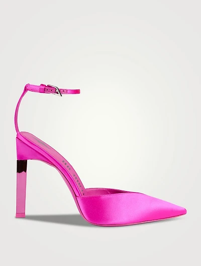 Perine Satin Ankle-Strap Pumps