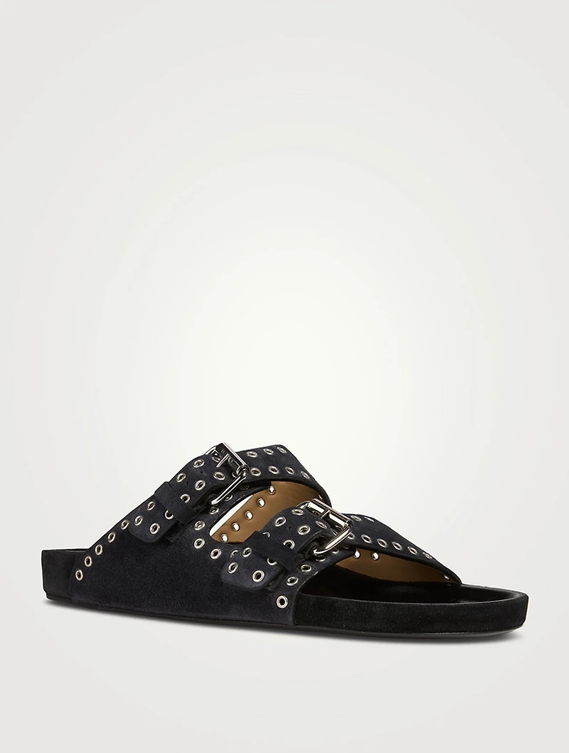 Lennyo Grommet Suede Slide Sandals